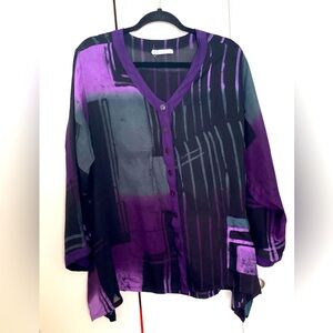 Rich purple batik top. Large